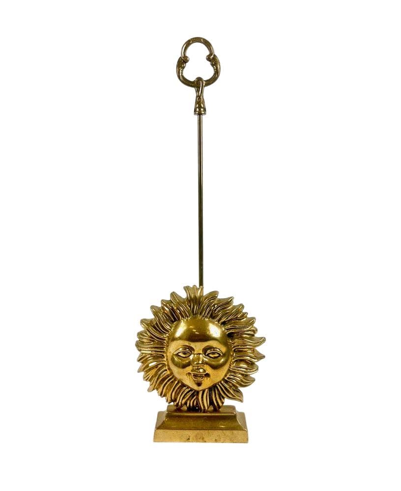 Stoper do drzwi Sun Face, złoty, mosiądz, Indie, lata 70. - 148225