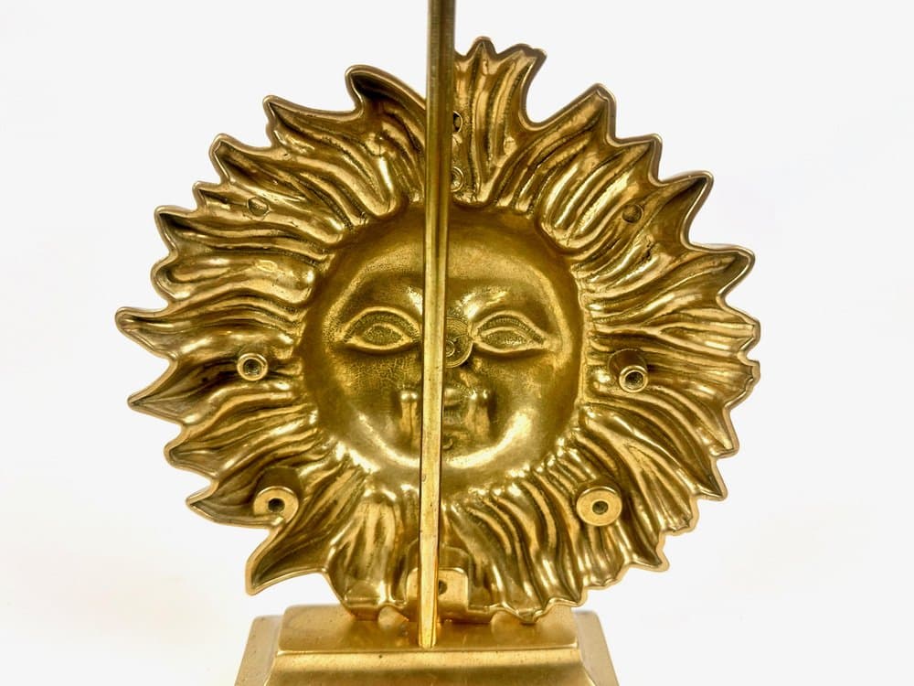 Stoper do drzwi Sun Face, złoty, mosiądz, Indie, lata 70. - 149626