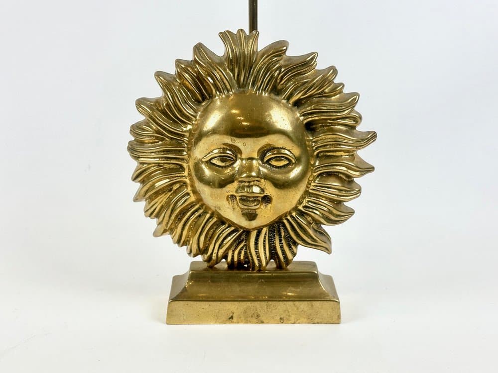 Stoper do drzwi Sun Face, złoty, mosiądz, Indie, lata 70. - 149623