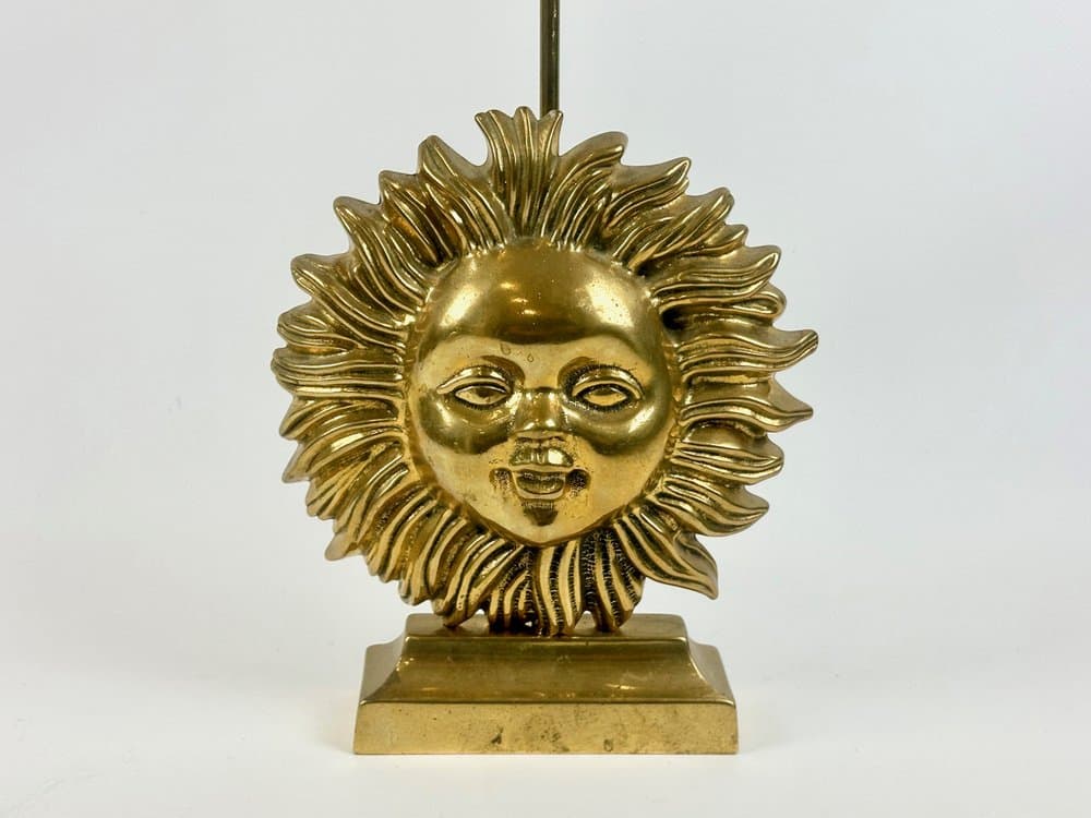 Stoper do drzwi Sun Face, złoty, mosiądz, Indie, lata 70. - 149622