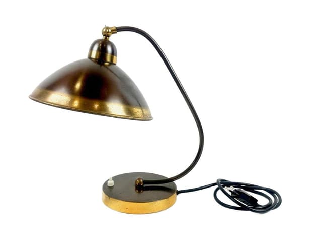 Desk lamp Art Deco, golden brass, Germany, 1940s. - DIMENSION