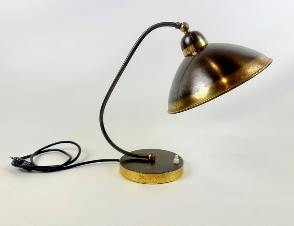 Desk lamp Art Deco, golden brass, Germany, 1940s. - 149636