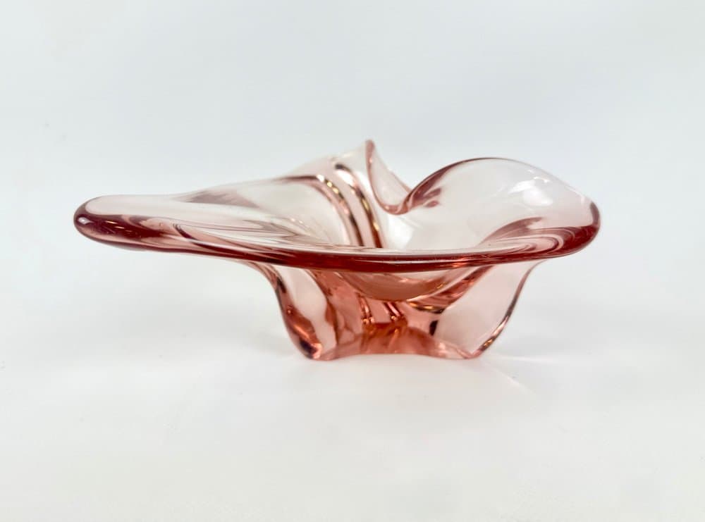 Popielniczka, różowy, szkło, proj. J. Hospodka, Czechosłowacja, lata 60. - 149662
