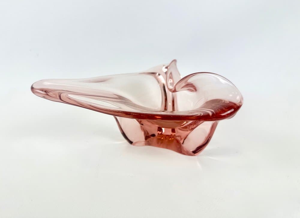 Popielniczka, różowy, szkło, proj. J. Hospodka, Czechosłowacja, lata 60. - 149660