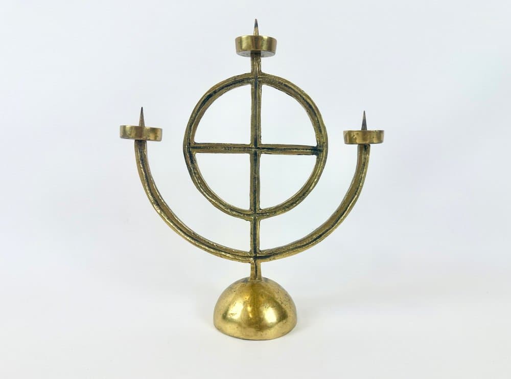 Świecznik Brutalism, mosiądz złoty, Niemcy, lata 70. - 149685