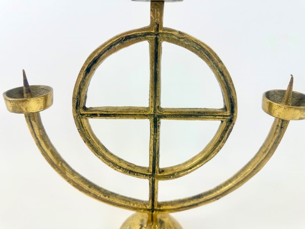 Świecznik Brutalism, mosiądz złoty, Niemcy, lata 70. - 149682