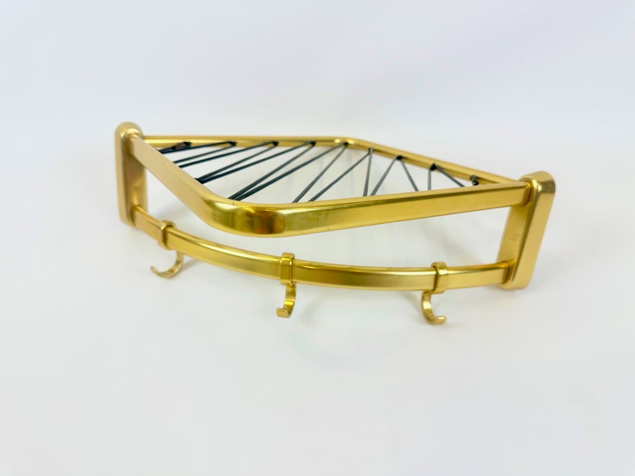 Wieszak narożny na płaszcze i kapelusze, aluminiowy złoty, Niemcy, lata 60. - 149690