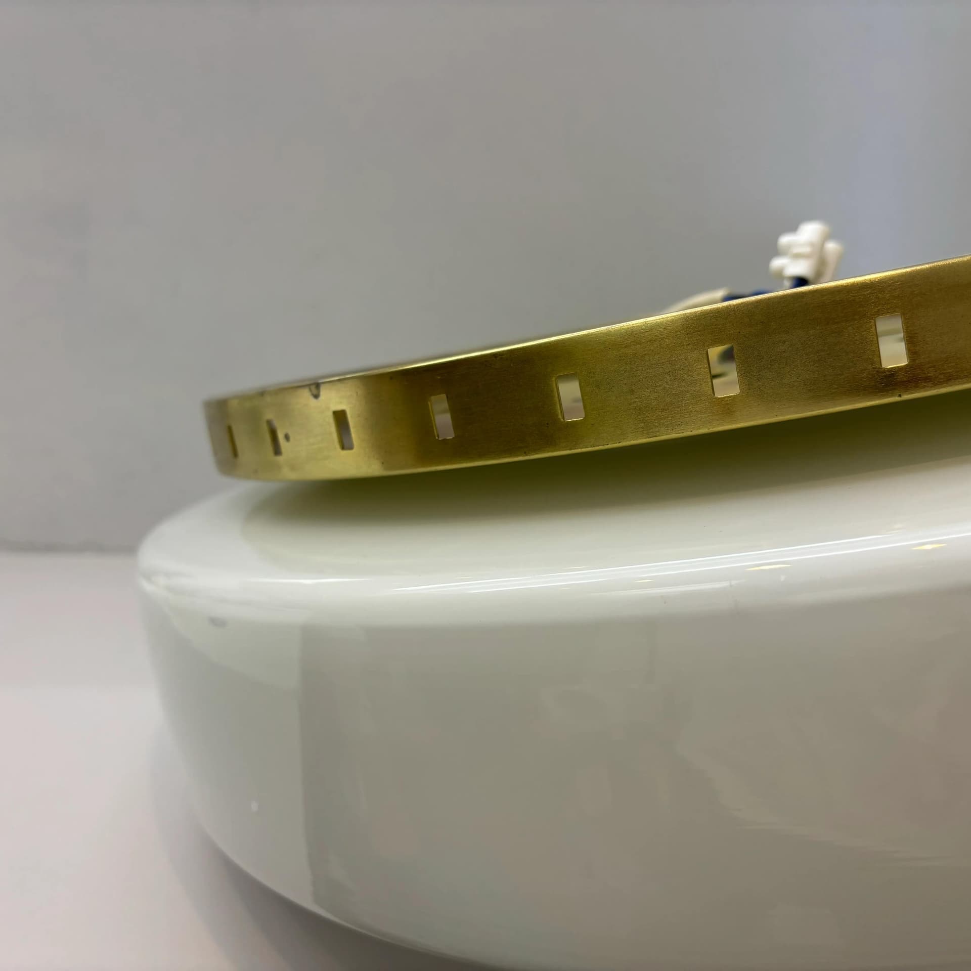 Milky White Opaline Glass Ceiling Lamp, Bauhaus, Germany, 1970s - 8994