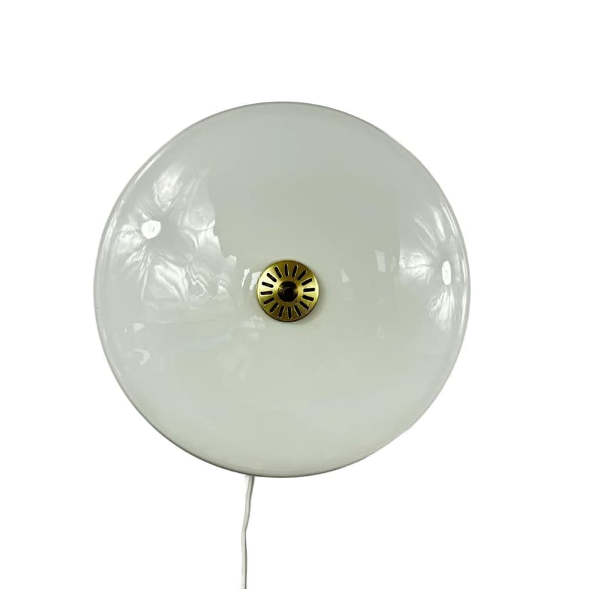 Milky White Opaline Glass Ceiling Lamp, Bauhaus, Germany, 1970s