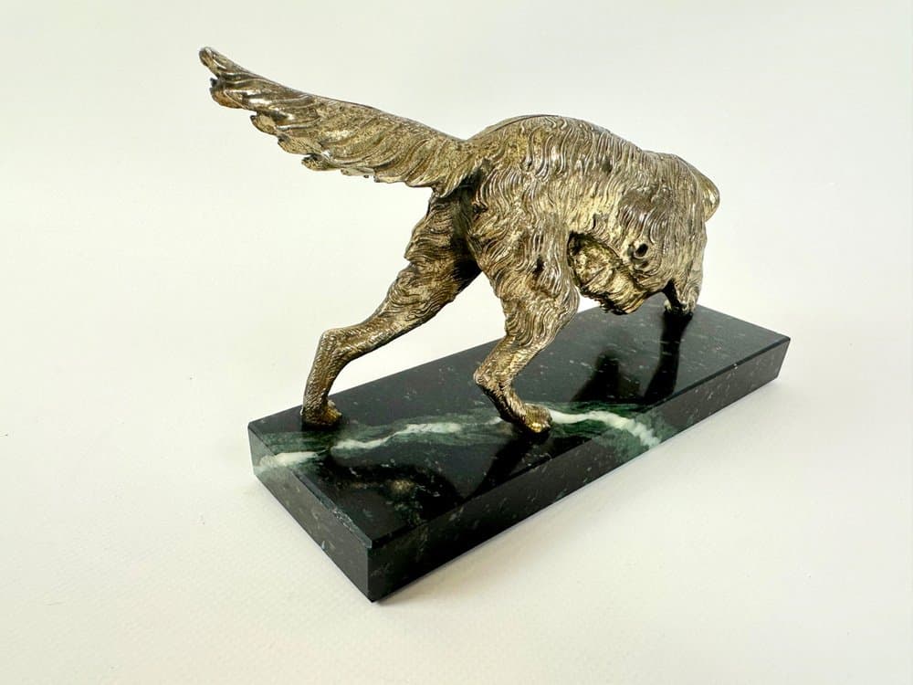 Figurka setera irlandzkiego Art déco, złoty, Włochy, lata 30. - 149706