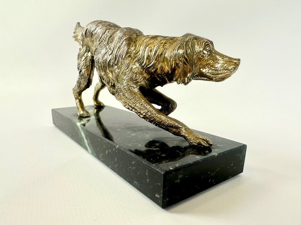 Figurka setera irlandzkiego Art déco, złoty, Włochy, lata 30. - 149710