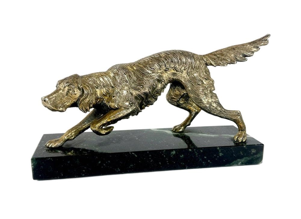 Figurka setera irlandzkiego Art déco, złoty, Włochy, lata 30. - 148235