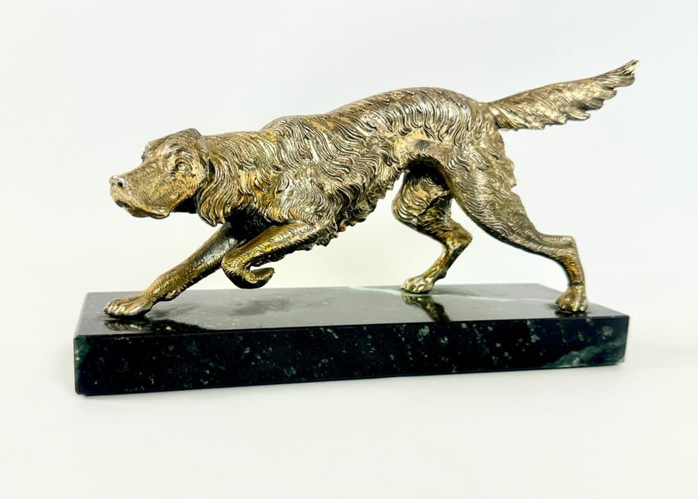 Figurka setera irlandzkiego Art déco, złoty, Włochy, lata 30. - 149712