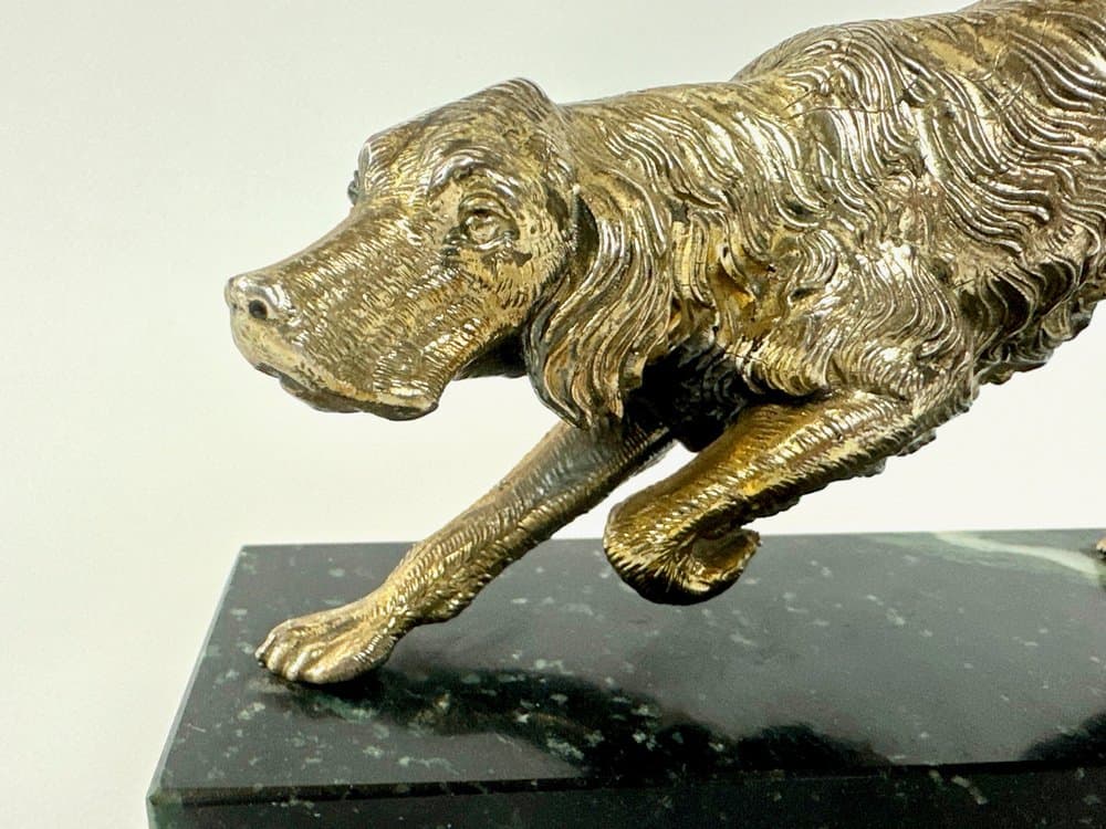 Figurka setera irlandzkiego Art déco, złoty, Włochy, lata 30. - 149708