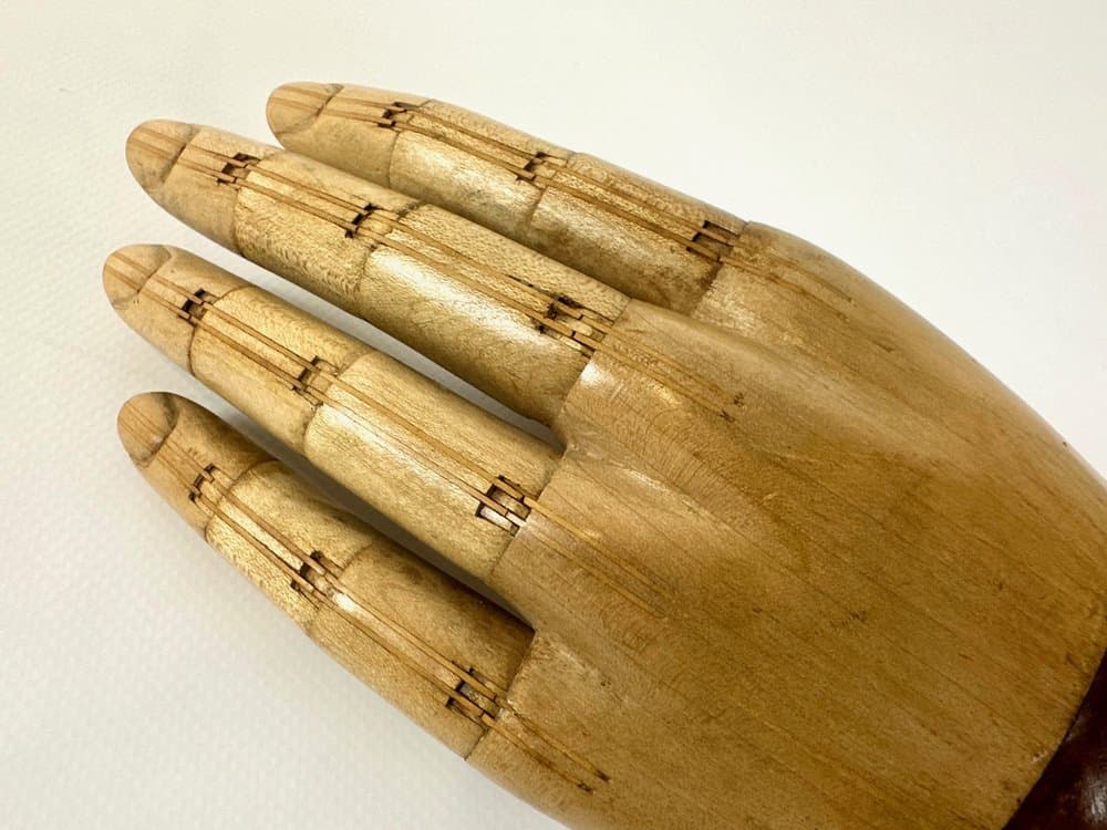 Proteza ręki damska wiktoriańska, brązowy jasny, skóra naturalna, drewno, Wielka Brytania, XIX w. - 149746