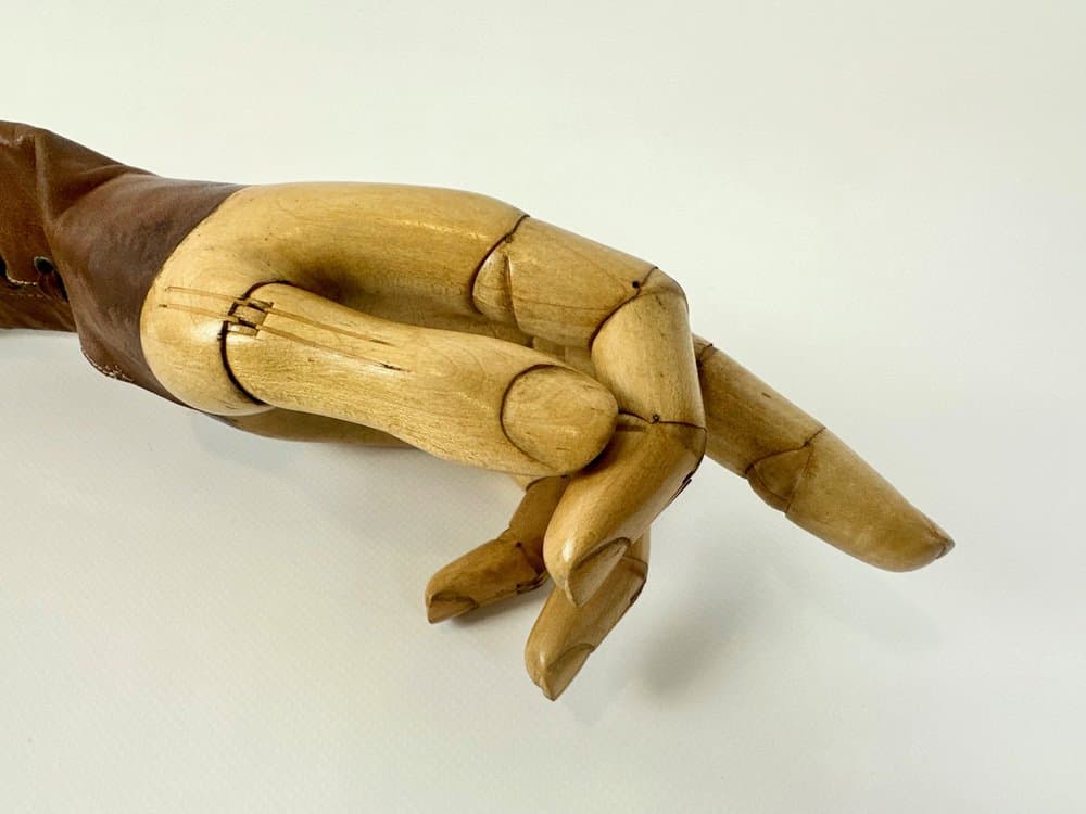 Proteza ręki damska wiktoriańska, brązowy jasny, skóra naturalna, drewno, Wielka Brytania, XIX w. - 149751