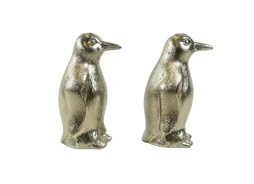Para solniczek i pieprzniczek pingwiny, srebrny, mosiądz, Niemcy, lata 70.