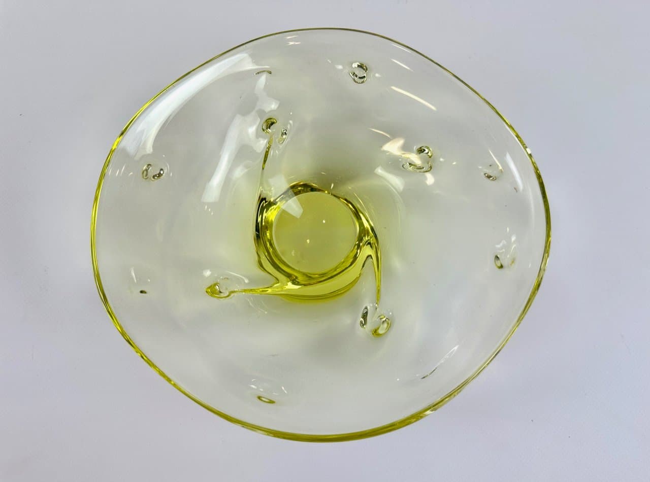 Bowl, yellow glass, by J. Hospodka, Czech Republic, 1960s. - 149839