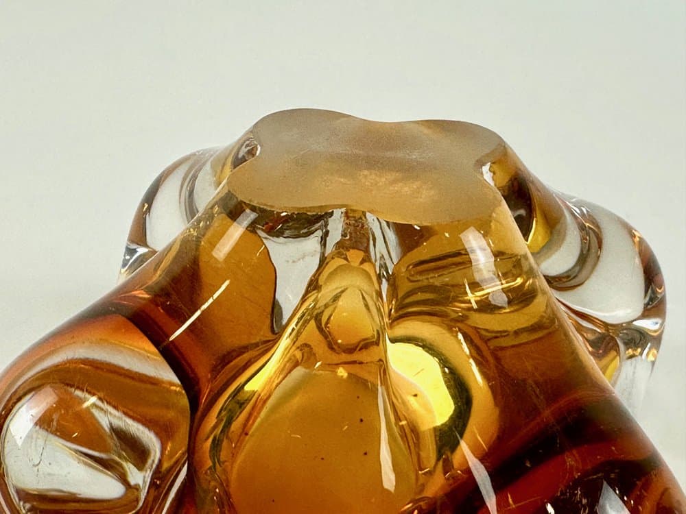 Popielniczka artystyczna, żółty, szkło, proj. J. Hospodka, Czechy, lata 60. - 149850