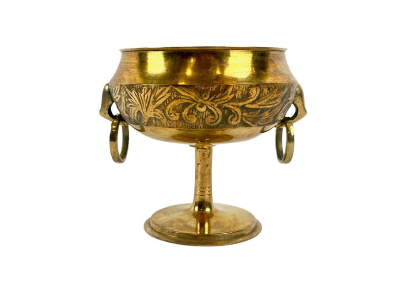 Pedestal bowl, Neo-Classical, golden brass, Denmark, 1950s