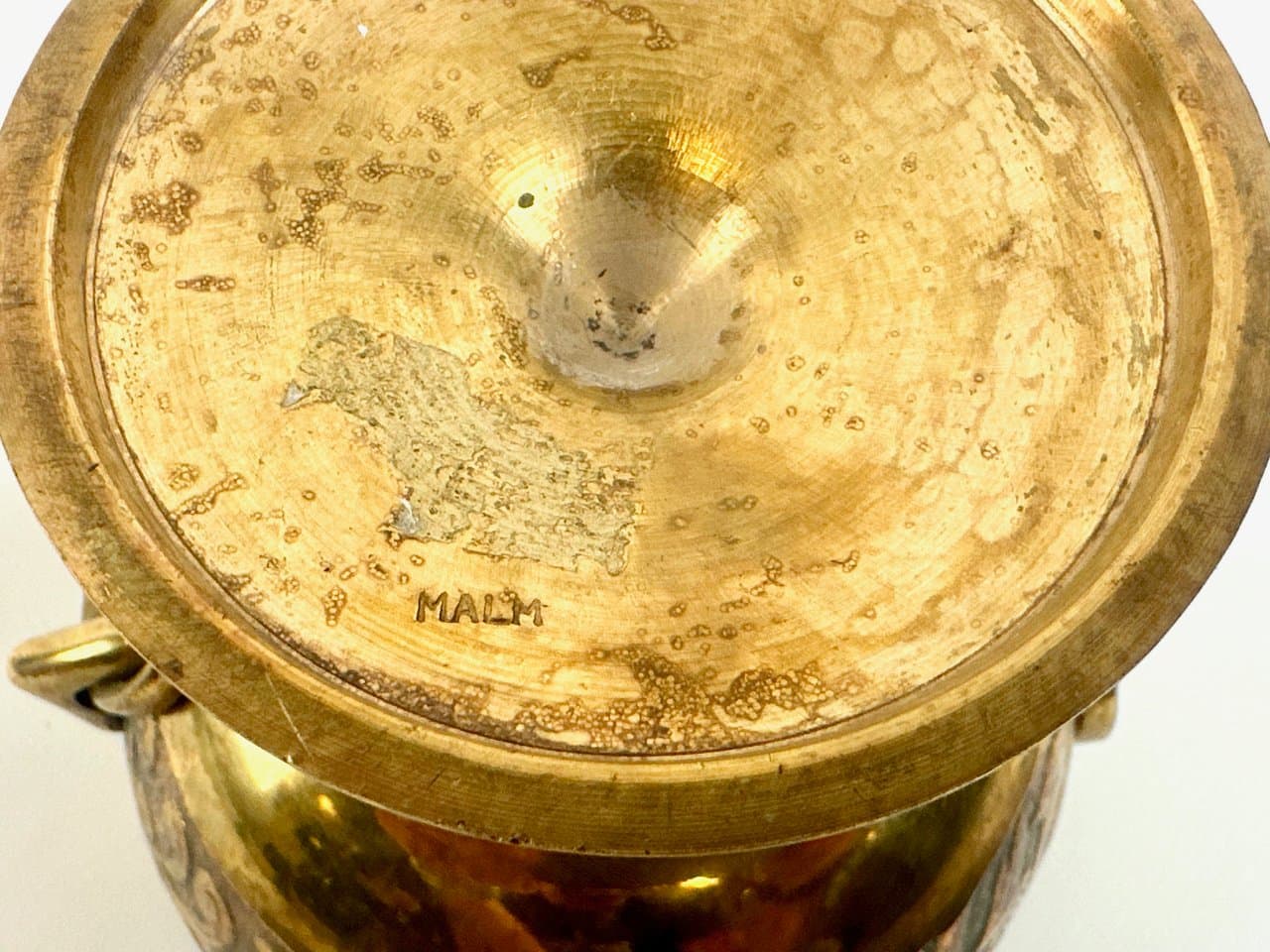 Pedestal bowl, Neo-Classical, golden brass, Denmark, 1950s - 149871