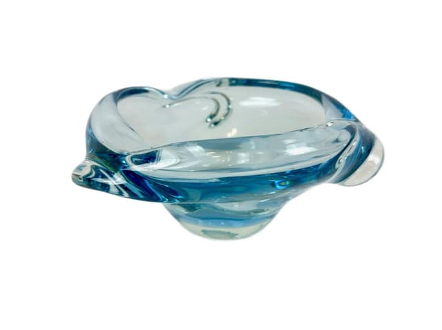 Popielniczka, błękitny, szkło, proj. J. Hospodka, Czechy, lata 60. - WYMIARY