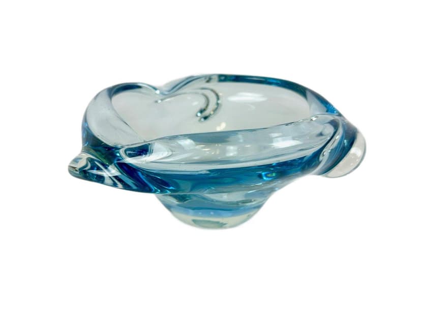 Popielniczka, błękitny, szkło, proj. J. Hospodka, Czechy, lata 60.