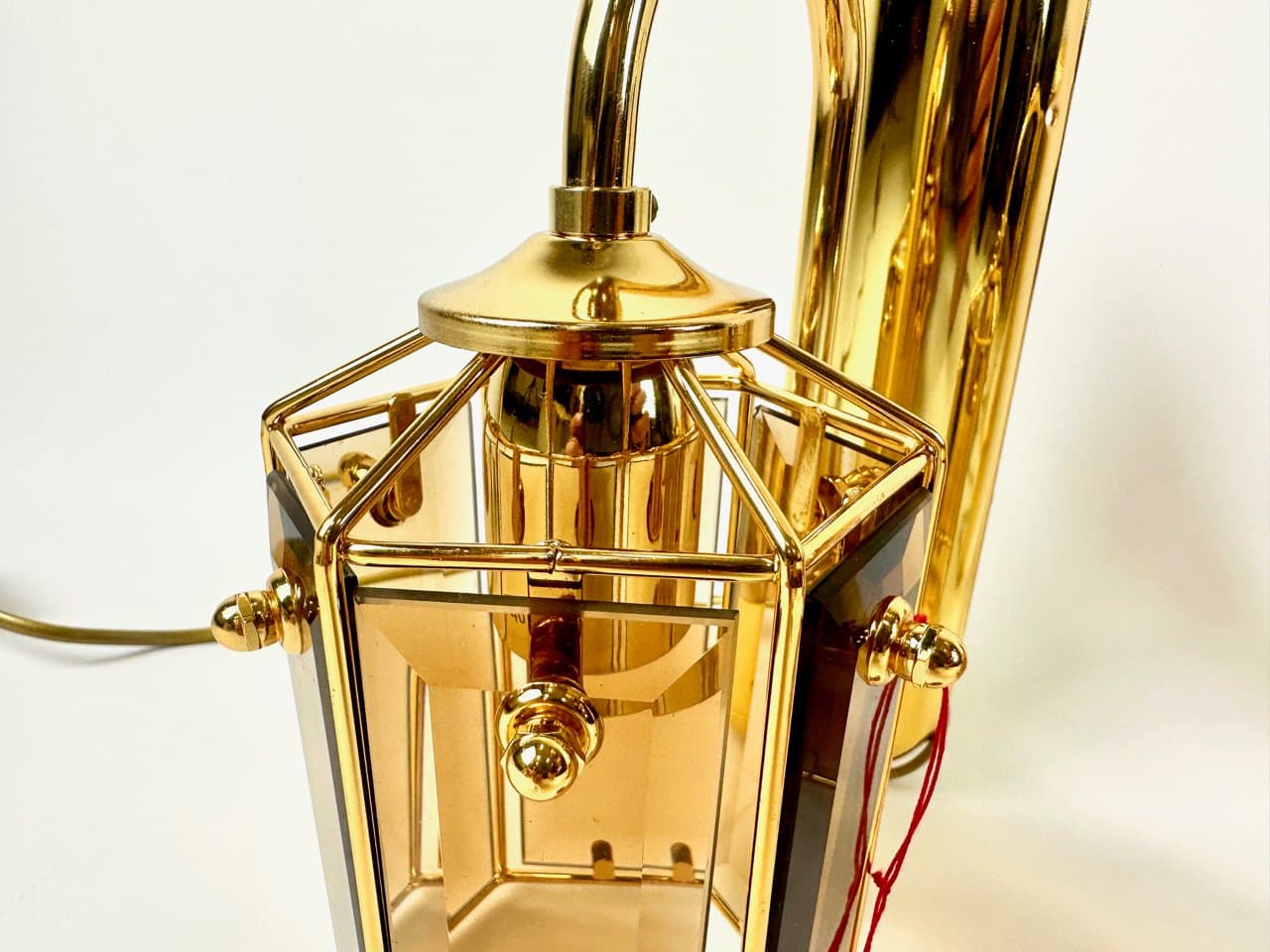 Para kinkietów Model 1720/1, złoto, szkło przydymione, Szwecja, lata 70. - 149932