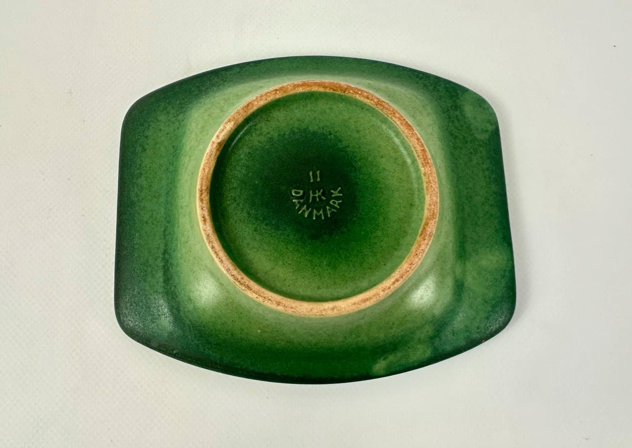 Popielniczka Art Deco, zielona, ceramika, Dania, lata 40. - 149955