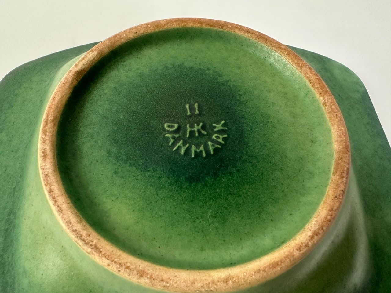 Popielniczka Art Deco, zielona, ceramika, Dania, lata 40. - 149956