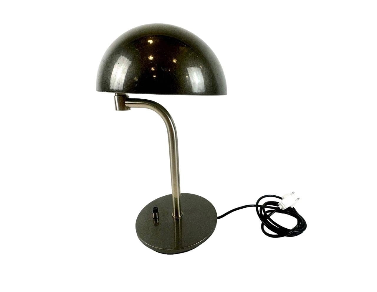 Lampa biurkowa, szary oliwkowy, metal nikiel, Hiszpania, lata 70.