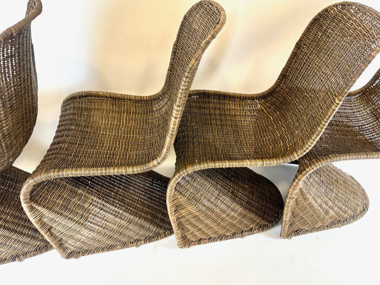 set of four S chairs, brown, wicker, Germany, 1990s - 150012