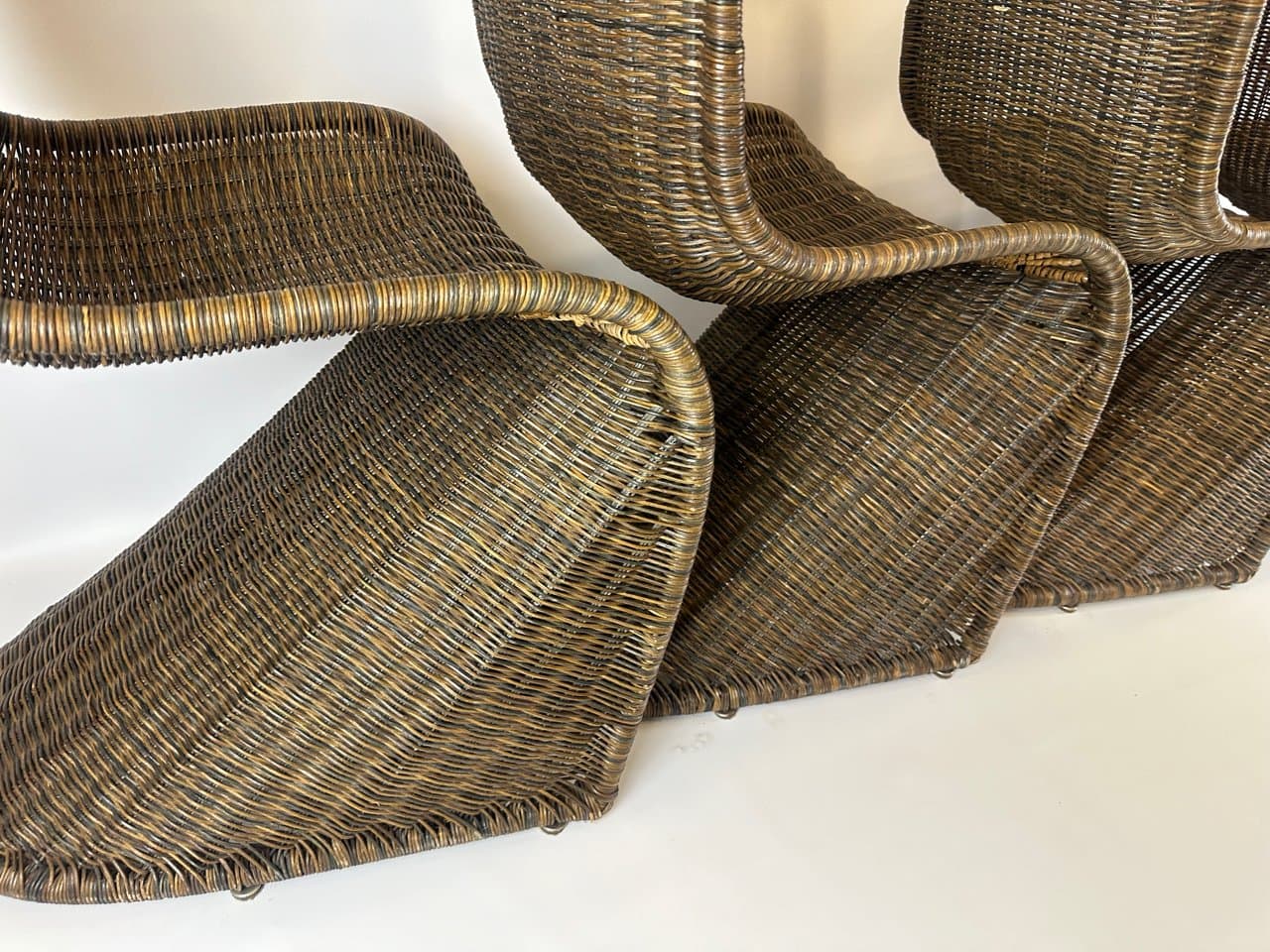 set of four S chairs, brown, wicker, Germany, 1990s - 150014