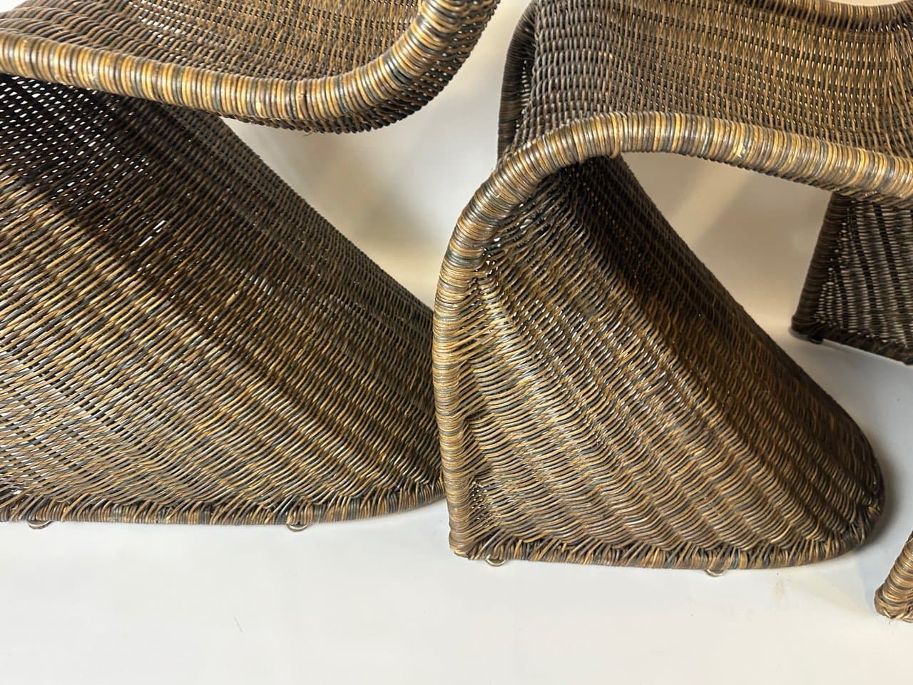 set of four S chairs, brown, wicker, Germany, 1990s - 150009