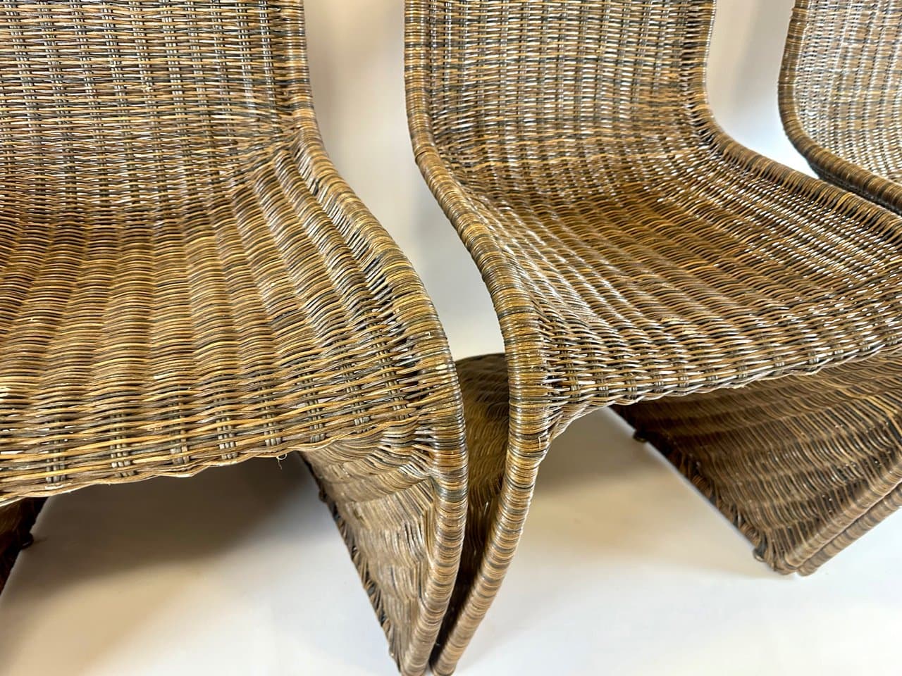 set of four S chairs, brown, wicker, Germany, 1990s - 150015