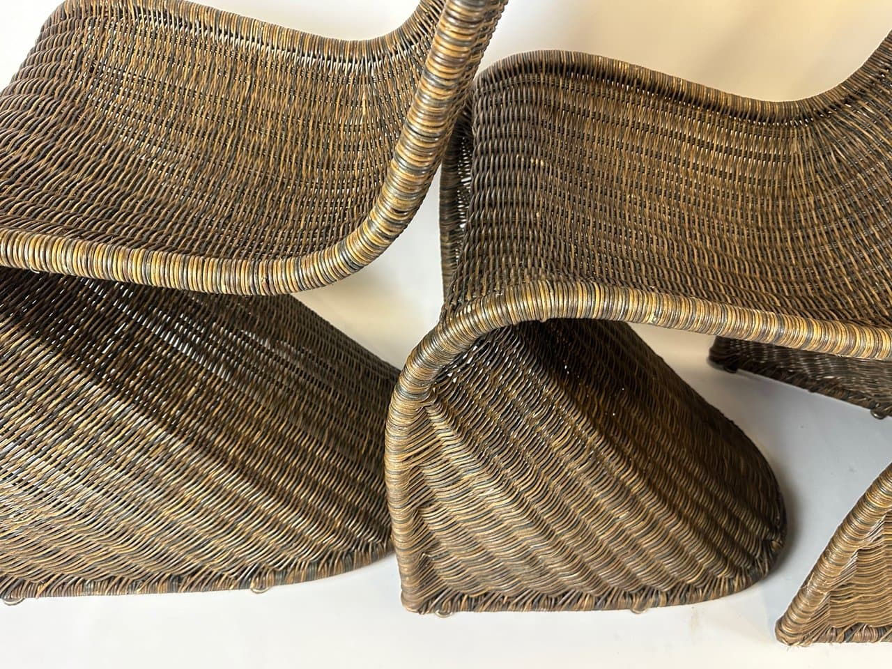 set of four S chairs, brown, wicker, Germany, 1990s - 150011