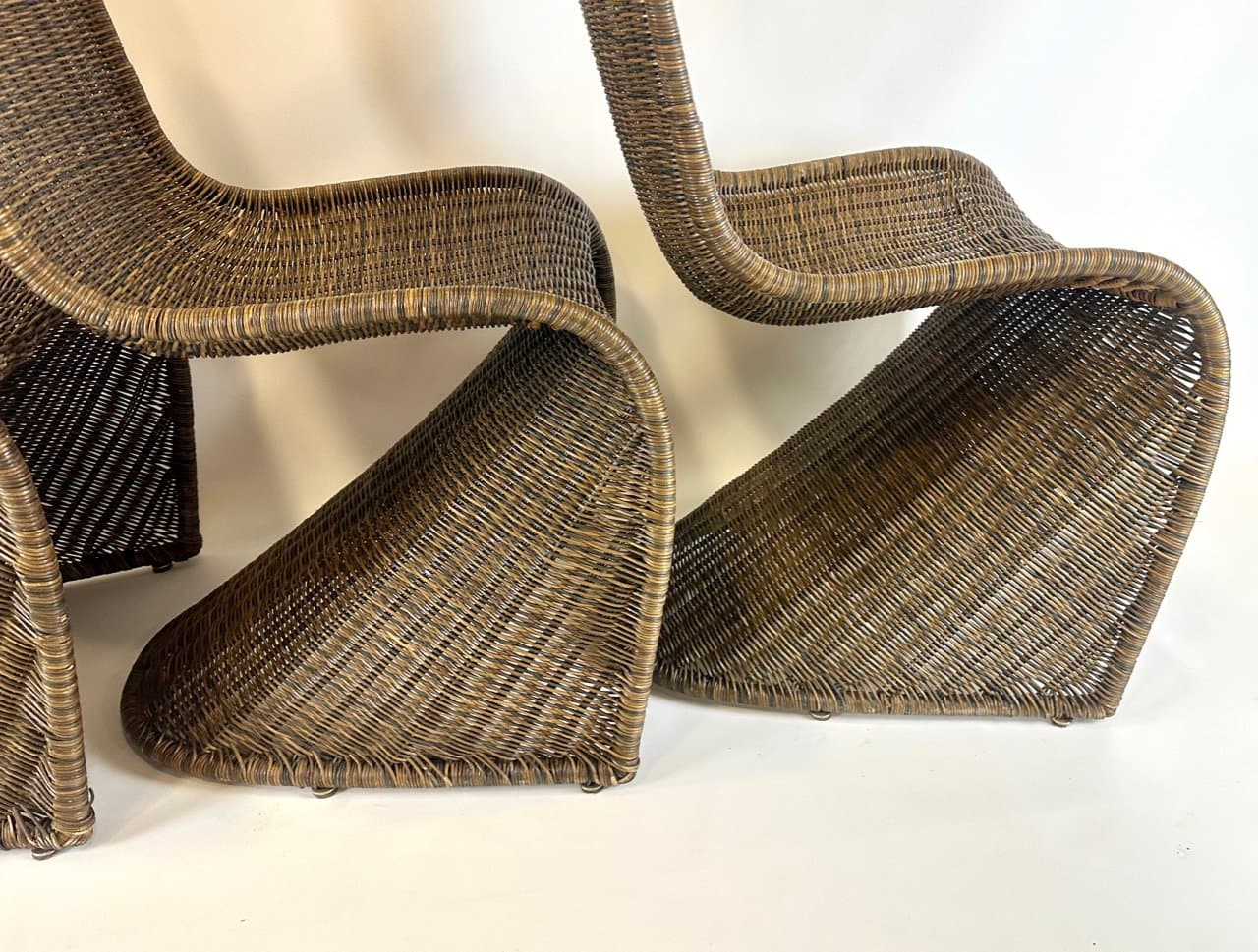 set of four S chairs, brown, wicker, Germany, 1990s - 150013