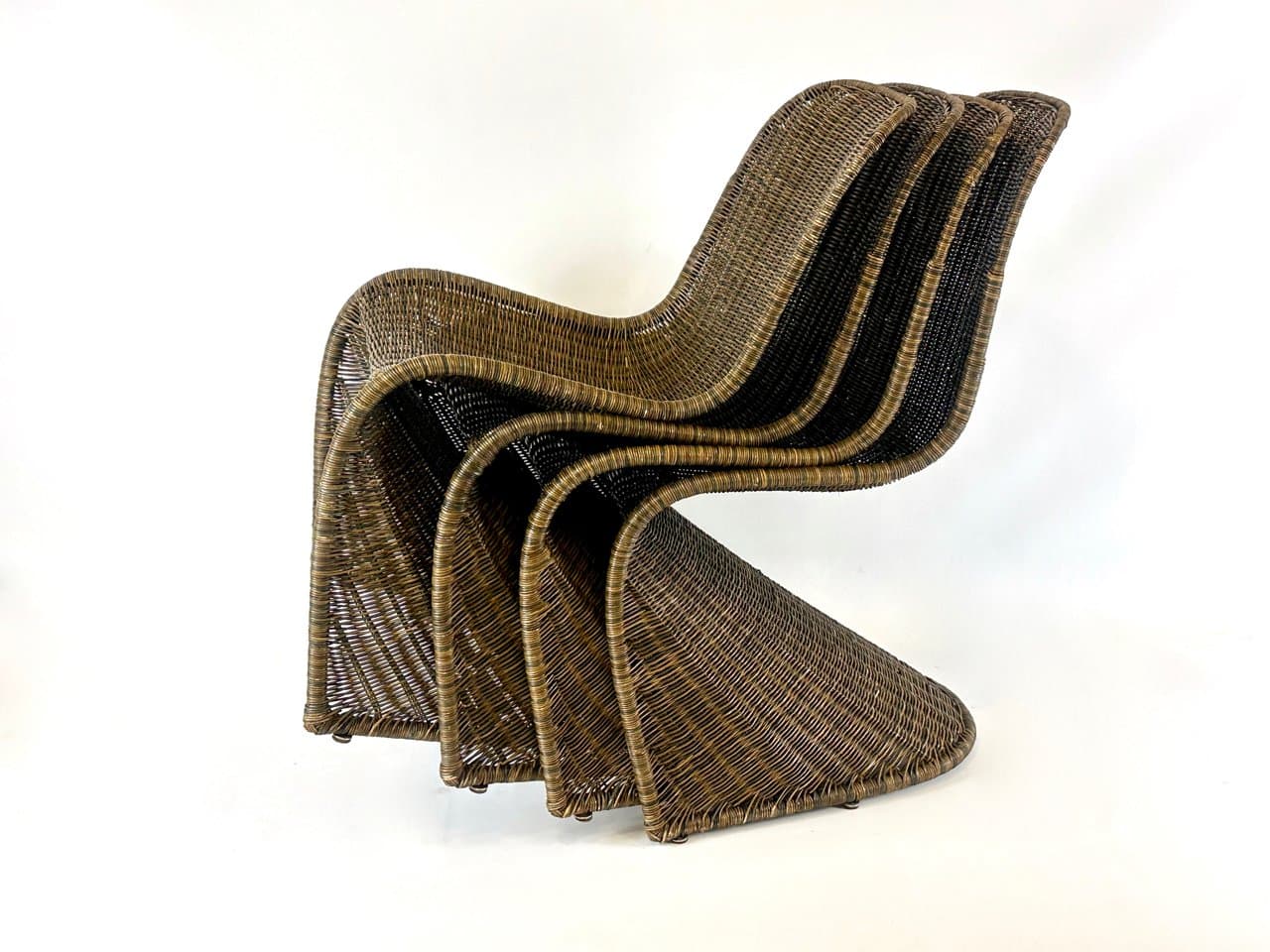 set of four S chairs, brown, wicker, Germany, 1990s - 150007