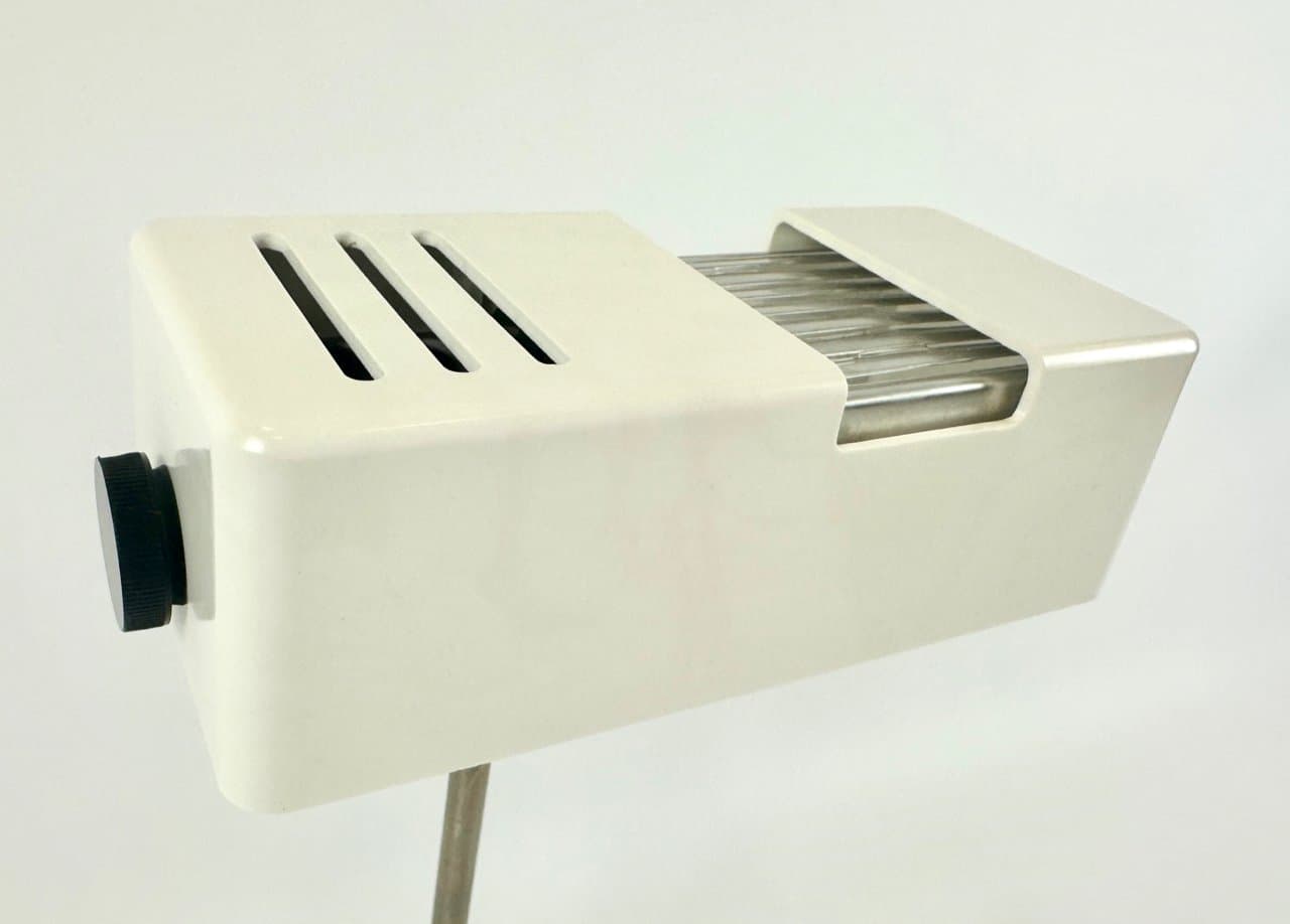 Lampa biurkowa, ivory white, bakelit, metal, Niemcy, lata 50. - 150043