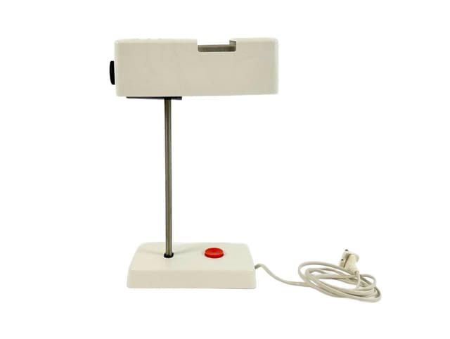 Lampa biurkowa, ivory white, bakelit, metal, Niemcy, lata 50. - WYMIARY