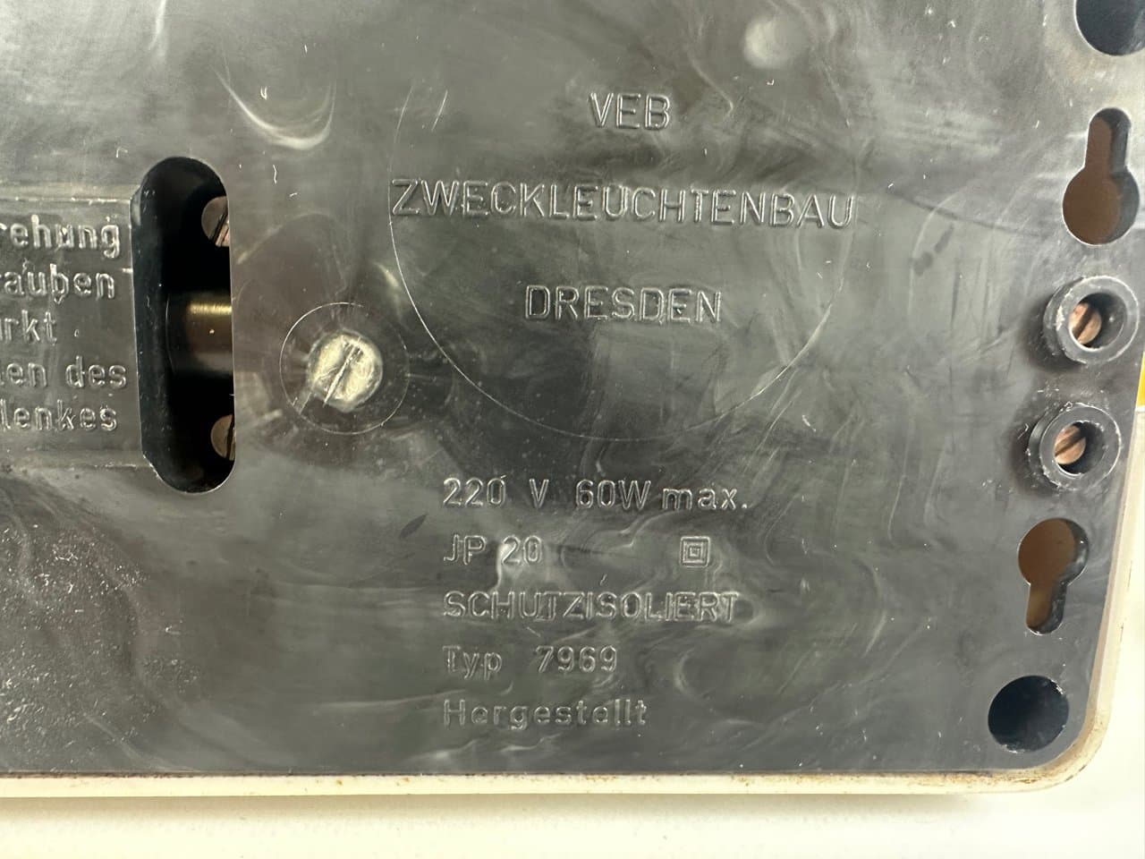 Lampa biurkowa, ivory white, bakelit, metal, Niemcy, lata 50. - 150046