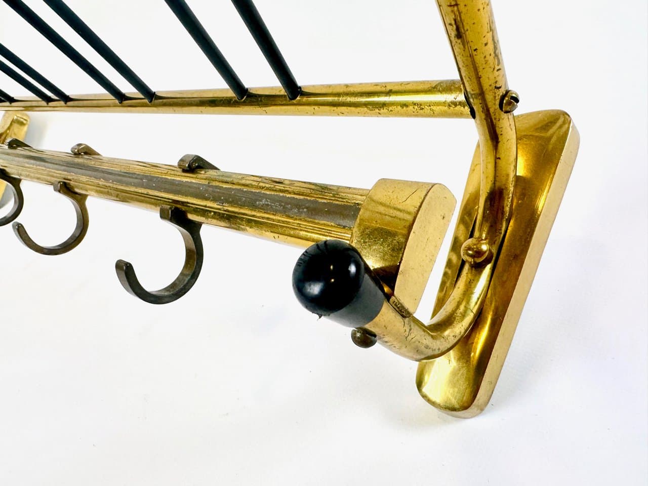 Wall-mounted coat and hat rack, golden brass, Germany, 1960s. - 150072