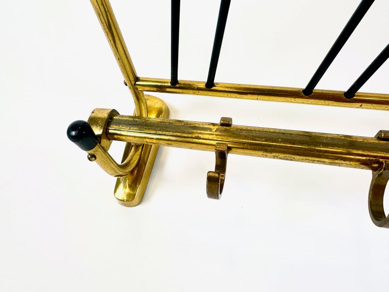 Wall-mounted coat and hat rack, golden brass, Germany, 1960s. - 150070
