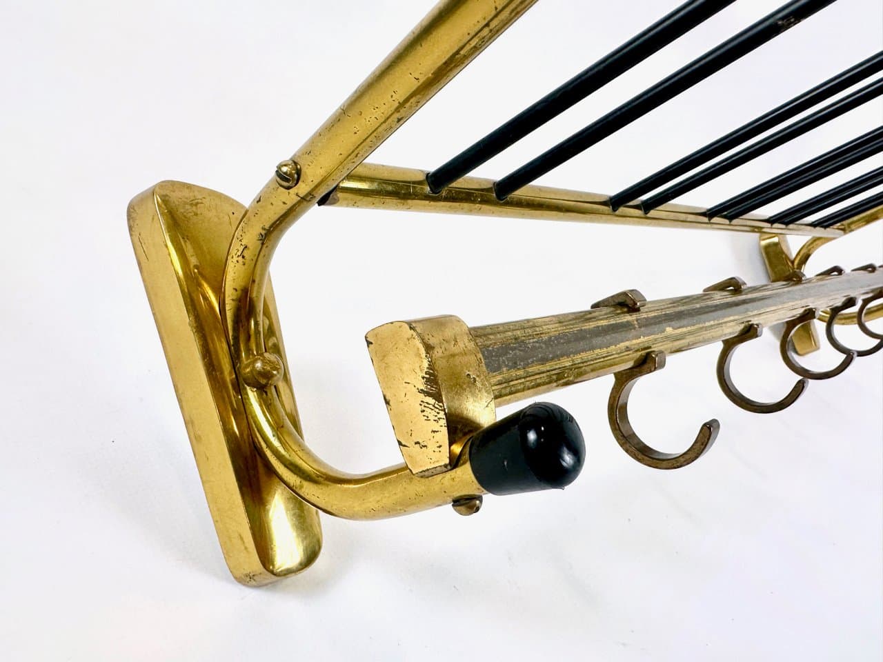 Wall-mounted coat and hat rack, golden brass, Germany, 1960s. - 150068