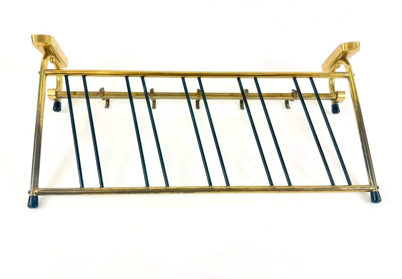 Wall-mounted coat and hat rack, golden brass, Germany, 1960s. - 150066