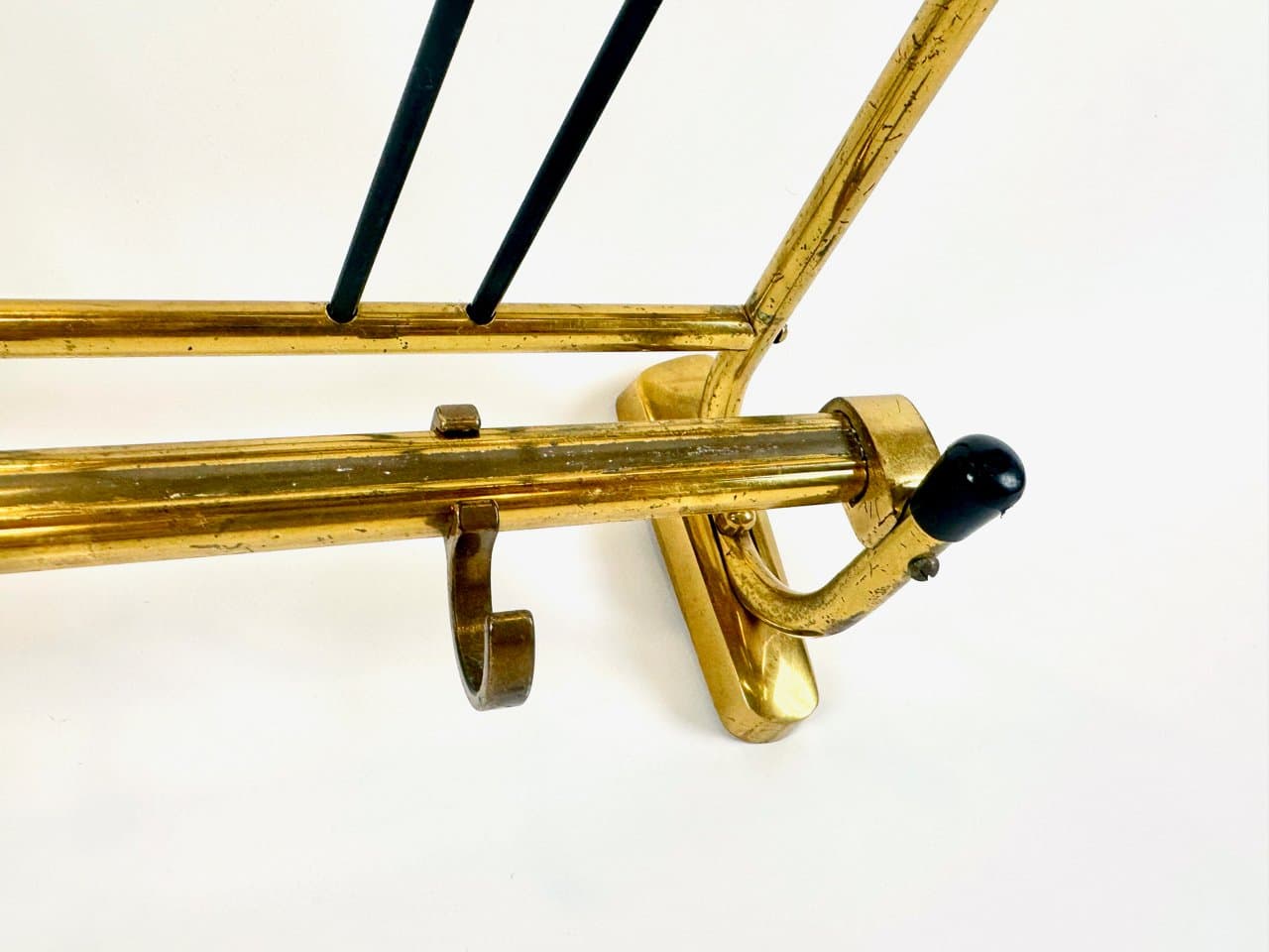 Wall-mounted coat and hat rack, golden brass, Germany, 1960s. - 150069