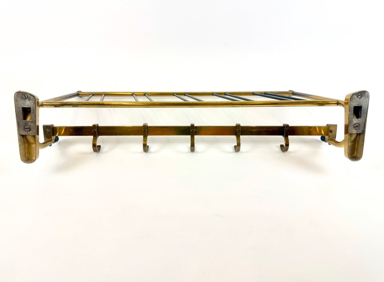 Wall-mounted coat and hat rack, golden brass, Germany, 1960s. - 150067