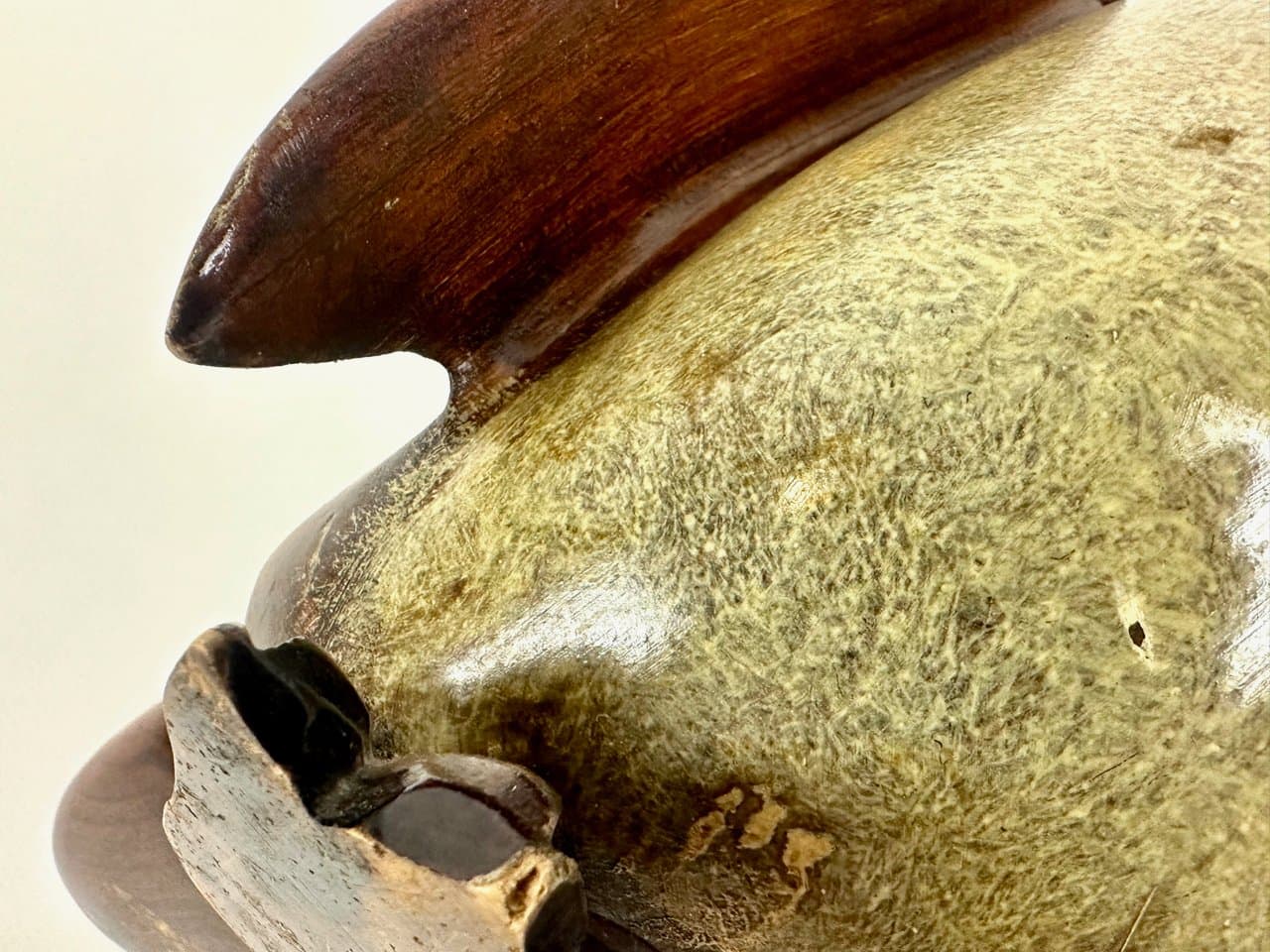 Figurka pingwin, brązowy, drewno, mosiądz, lata 70. - 150076