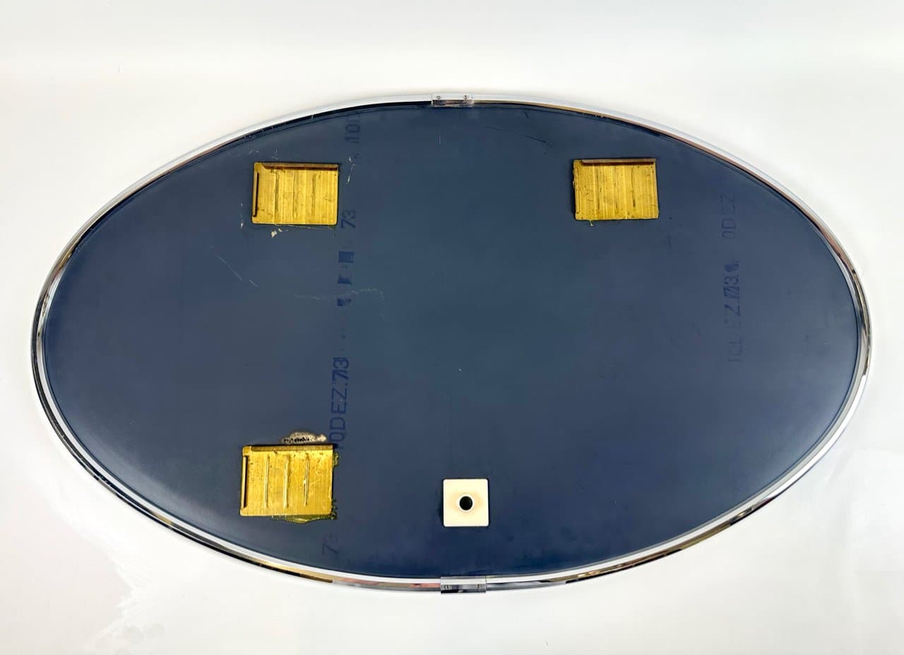 Elliptical Wall Mirror, crystal glass, silver nickel-plated steel, Germany, 1970s - 150110