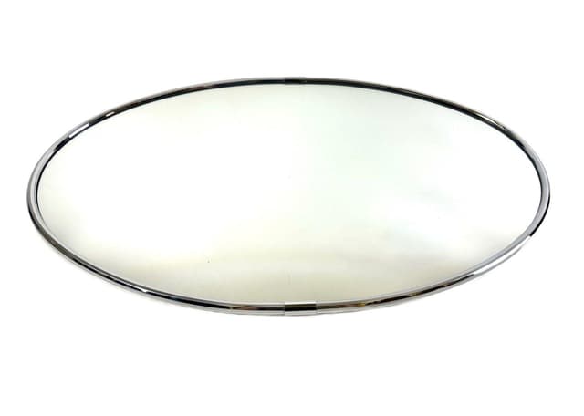 Elliptical Wall Mirror, crystal glass, silver nickel-plated steel, Germany, 1970s - DIMENSION